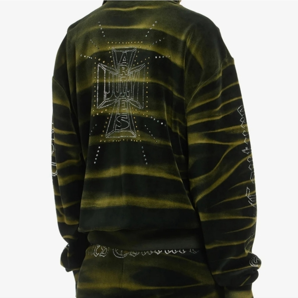NWT JUICY COUTURE x ARIES TIE DYE VELOUR JACKET XL OLIVE GREEN
